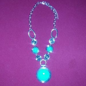 Silver Aqua Blue Southwest Necklace